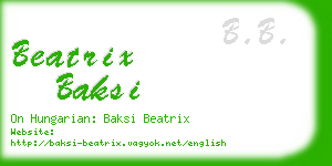 beatrix baksi business card